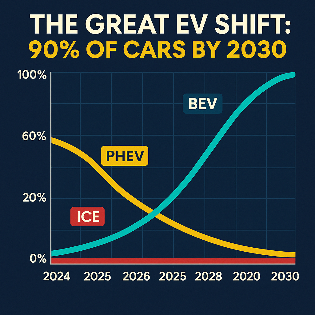 The Great EV Shift: 90% Adoption by 2030 - EV Curve Futurist