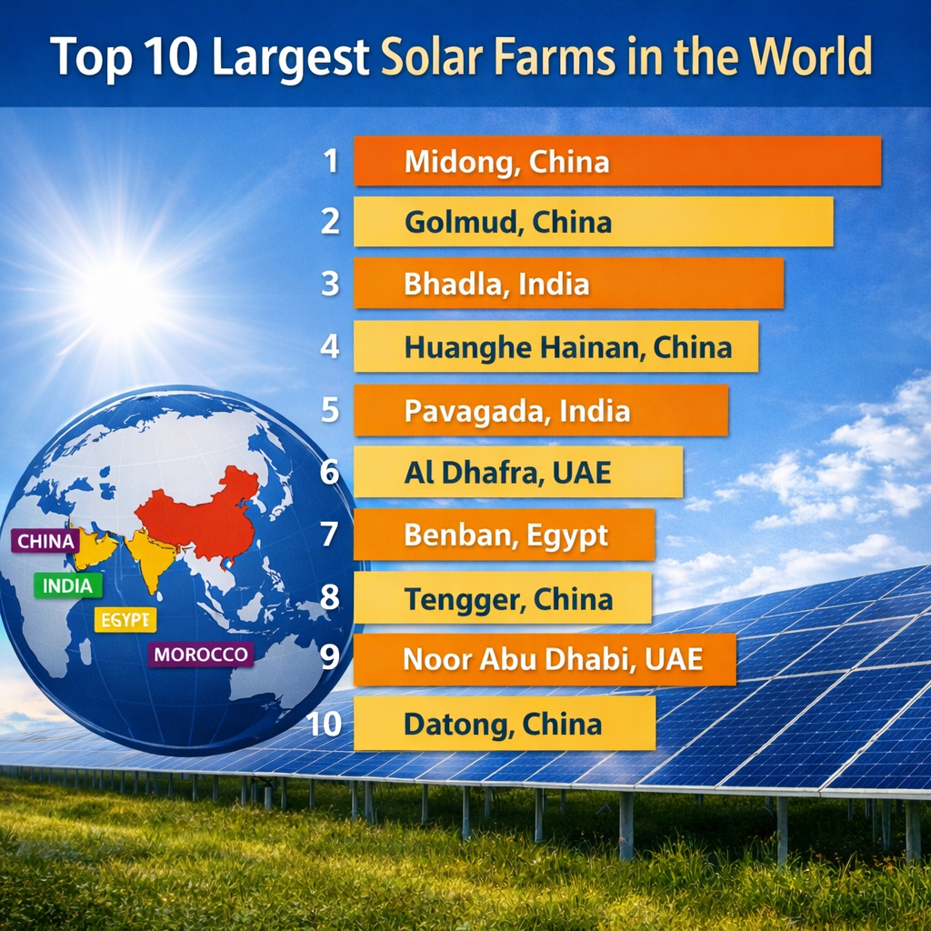 The World’s Largest Solar Farms – Top 10 - EV Curve Futurist